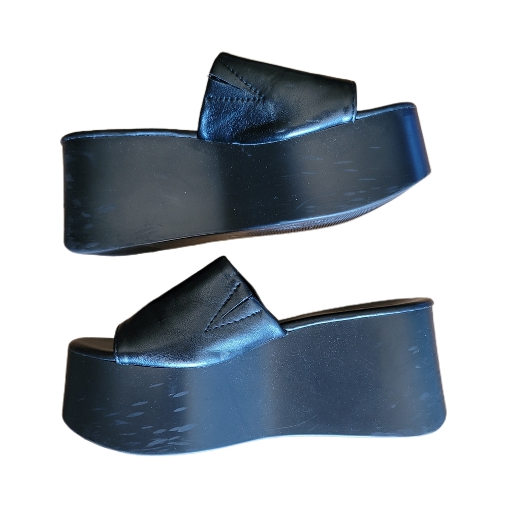 Shein Sandals Womens Size 7.5 Black Platform 90s Style Slip On